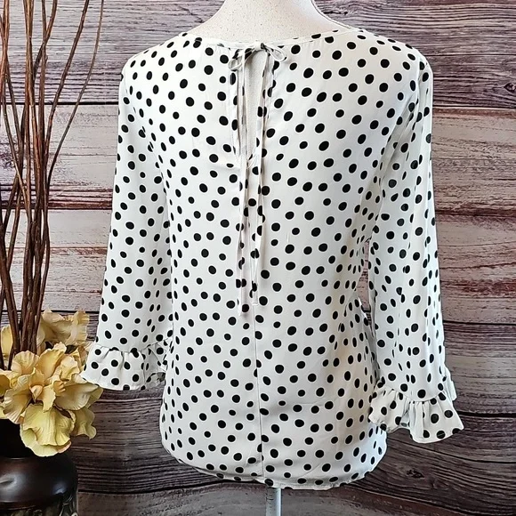 C Black and White Polka Dot Blouse - Picture 6 of 13